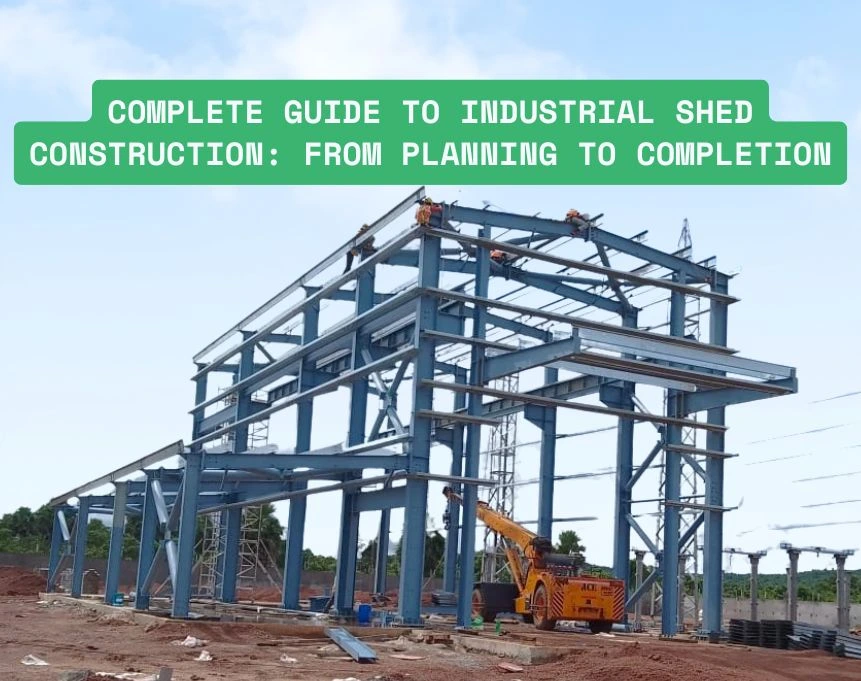 Pre-Engineered Building Manufacturer installation team assembling industrial shed in India