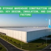 Exterior of a large, modern Metal Tree cold storage warehouse facility with energy-efficient cool roof coating.